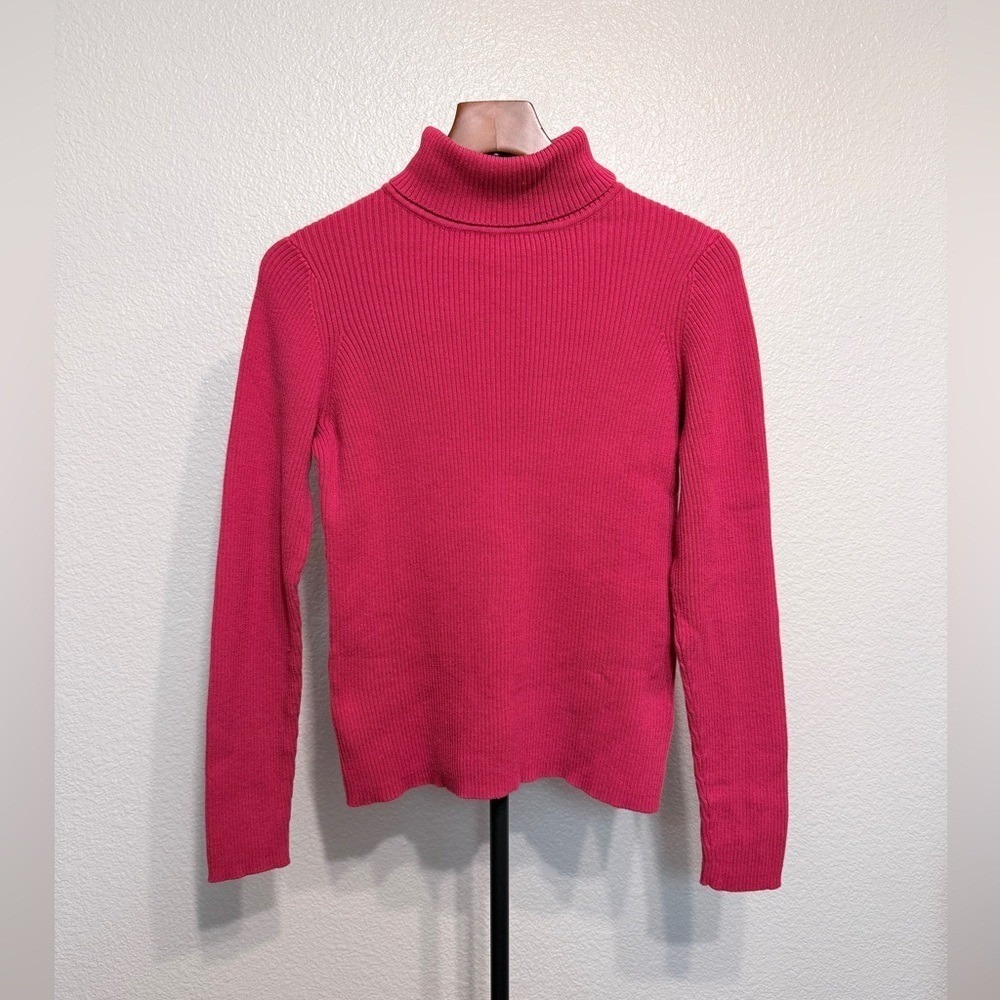 Icelandic Design 100% Cotton Knit Ribbed Turtleneck Red Sweater - Women's S